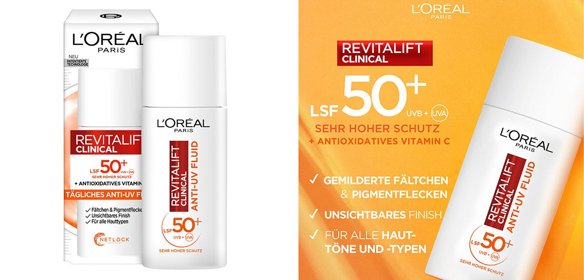 L'Oréal Paris Revitalift Clinical Anti-UV Fluid Produktabbildung und Attribute